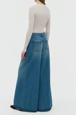 Brenn Wide-leg Jean in Uruguayan Blue Recycled Cotton Denim