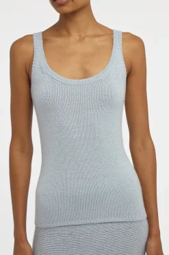 Brigid Knit Tank Top in Light Blue Cashmere