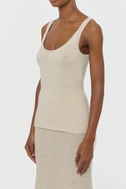 Brigid Knit Tank Top in Off White Cashmere