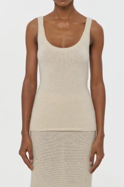 Brigid Knit Tank Top in Off White Cashmere