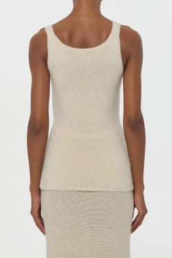 Brigid Knit Tank Top in Off White Cashmere