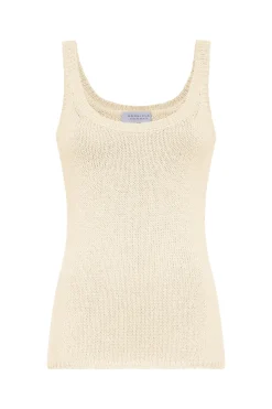 Brigid Knit Tank Top in Off White Cashmere