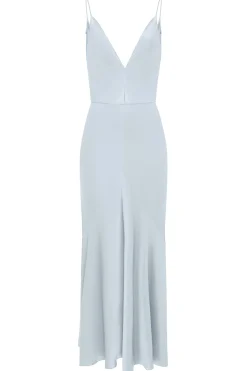 Brigita Slip Dress in Light Blue Silk Satin