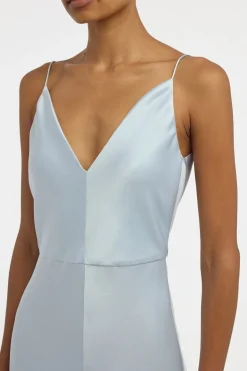 Brigita Slip Dress in Light Blue Silk Satin