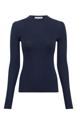 Browning Knit Sweater in Electric Navy Cashmere Silk