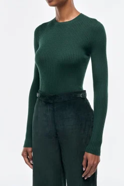 Browning Knit Sweater in English Green Cashmere Silk