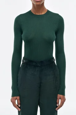 Browning Knit Sweater in English Green Cashmere Silk