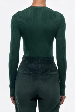 Browning Knit Sweater in English Green Cashmere Silk