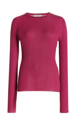 Browning Knit Sweater in Fuchsia Cashmere Silk