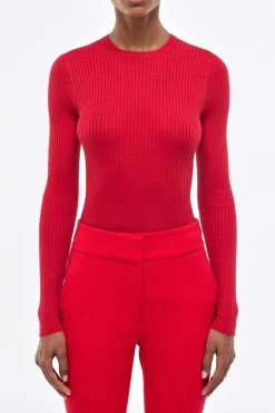 Browning Knit Sweater in Scarlet Red Cashmere Silk