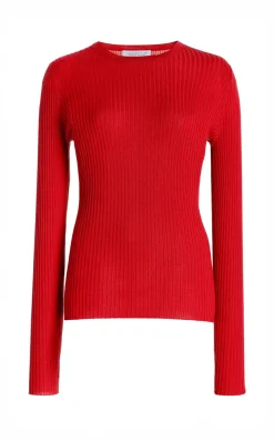 Browning Knit Sweater in Scarlet Red Cashmere Silk