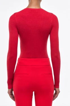 Browning Knit Sweater in Scarlet Red Cashmere Silk