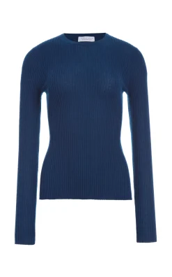 Browning Knit Sweater in Washed Denim Cashmere Silk