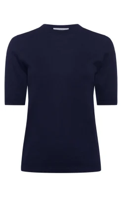 Brunner Knit T-Shirt in Dark Navy Cashmere Silk