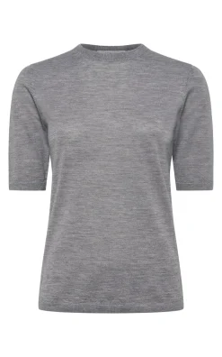 Brunner Knit T-Shirt in Heather Grey Cashmere Silk