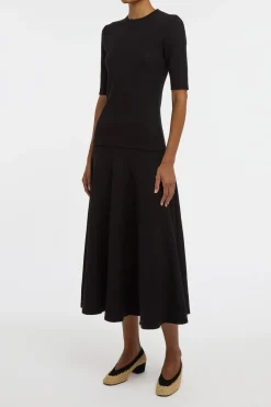 Cairan Knit Maxi Skirt in Black Merino Wool