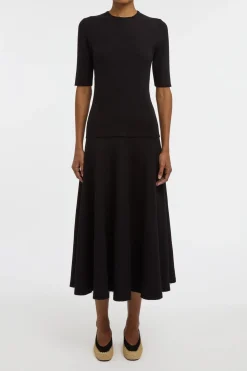 Cairan Knit Maxi Skirt in Black Merino Wool