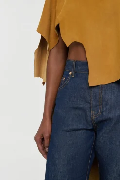 Calian Raw Cut Cape In Cashew Suede