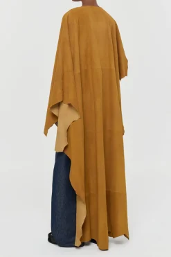 Calian Raw Cut Cape In Cashew Suede