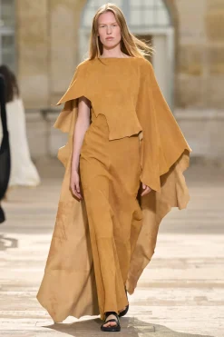 Calian Raw Cut Cape In Cashew Suede