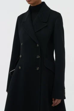 Cantwell Coat in Black Double-face Recycled Cashmere