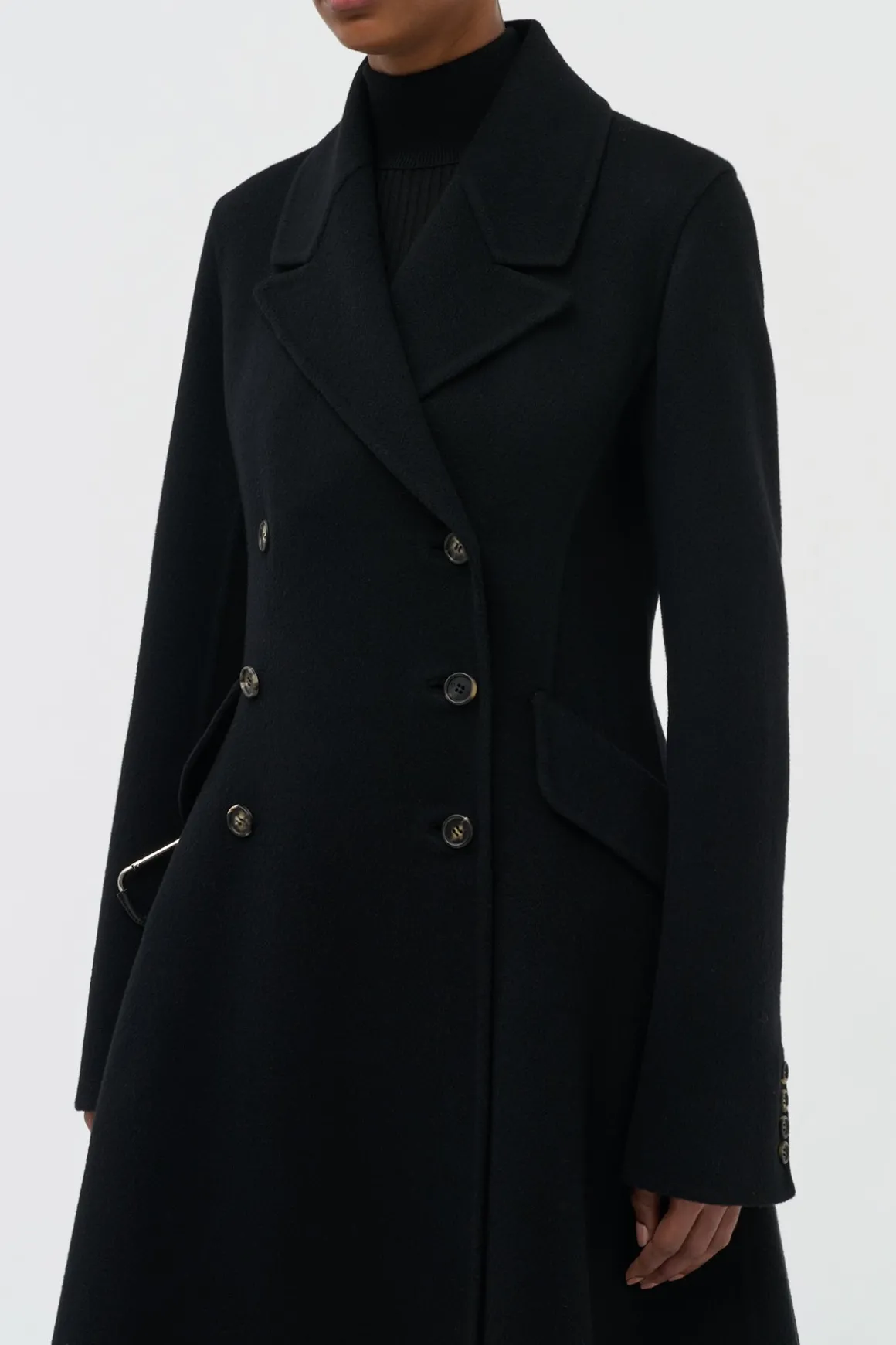 Cantwell Coat in Black Double-face Recycled Cashmere