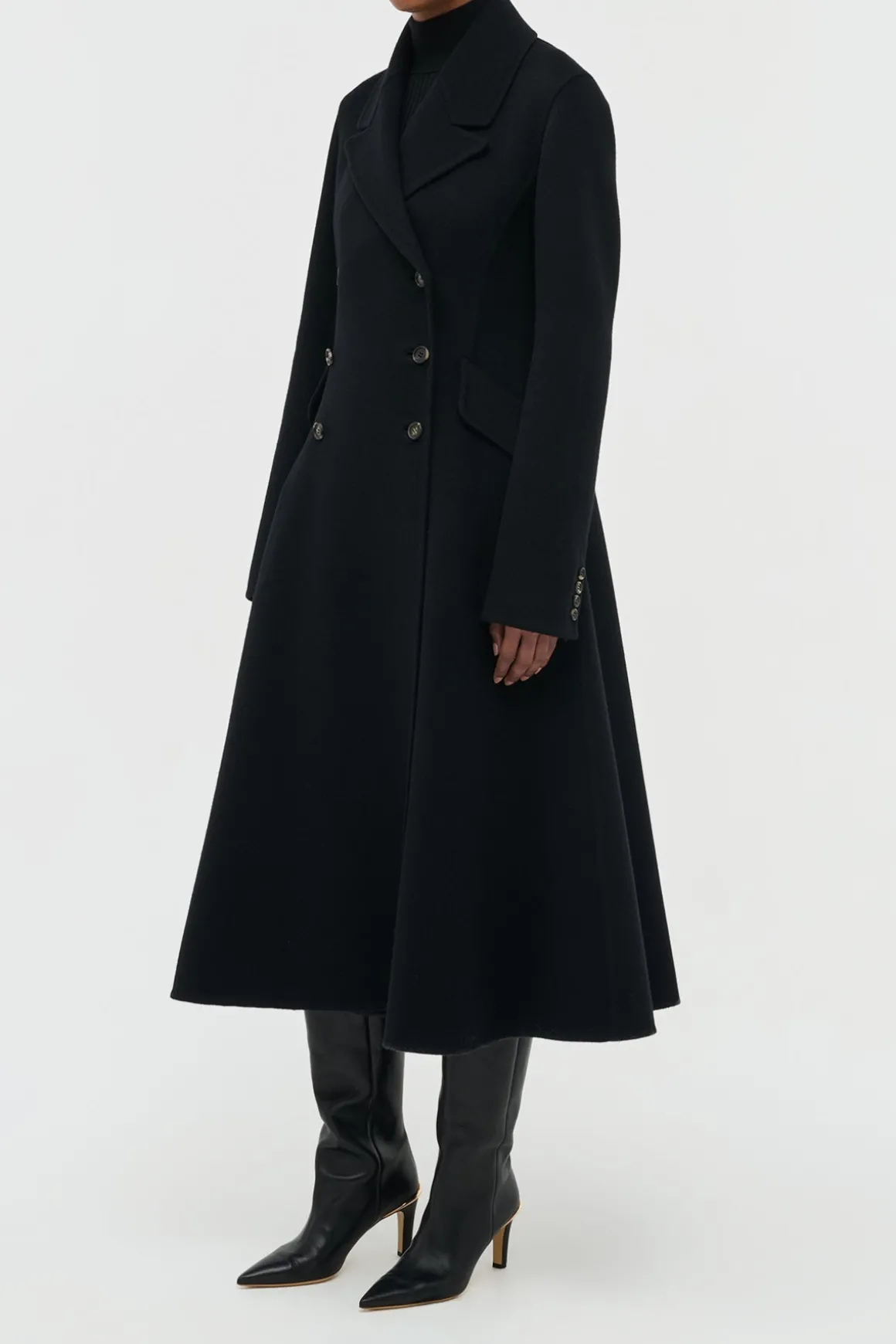 Cantwell Coat in Black Double-face Recycled Cashmere
