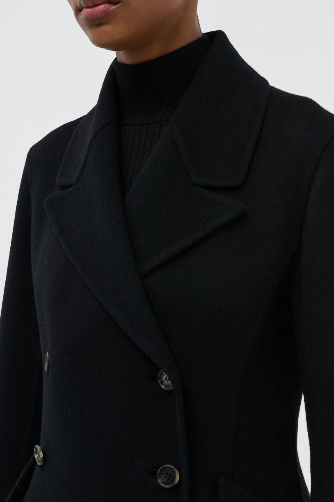 Cantwell Coat in Black Double-face Recycled Cashmere