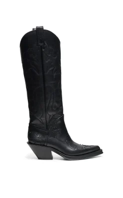 Capitana Cowboy Boot in Black Leather