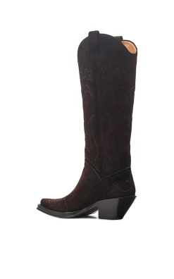 Capitana Cowboy Boot in Dark Chocolate Suede