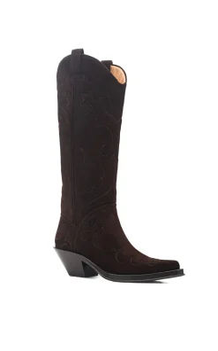 Capitana Cowboy Boot in Dark Chocolate Suede