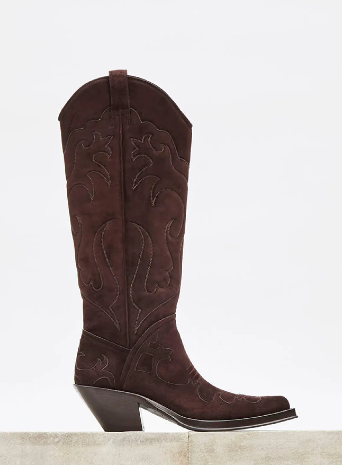 Capitana Cowboy Boot in Dark Chocolate Suede