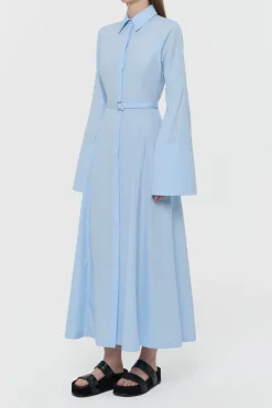 Carmina Maxi Shirtdress in Light Blue Sea Island Cotton