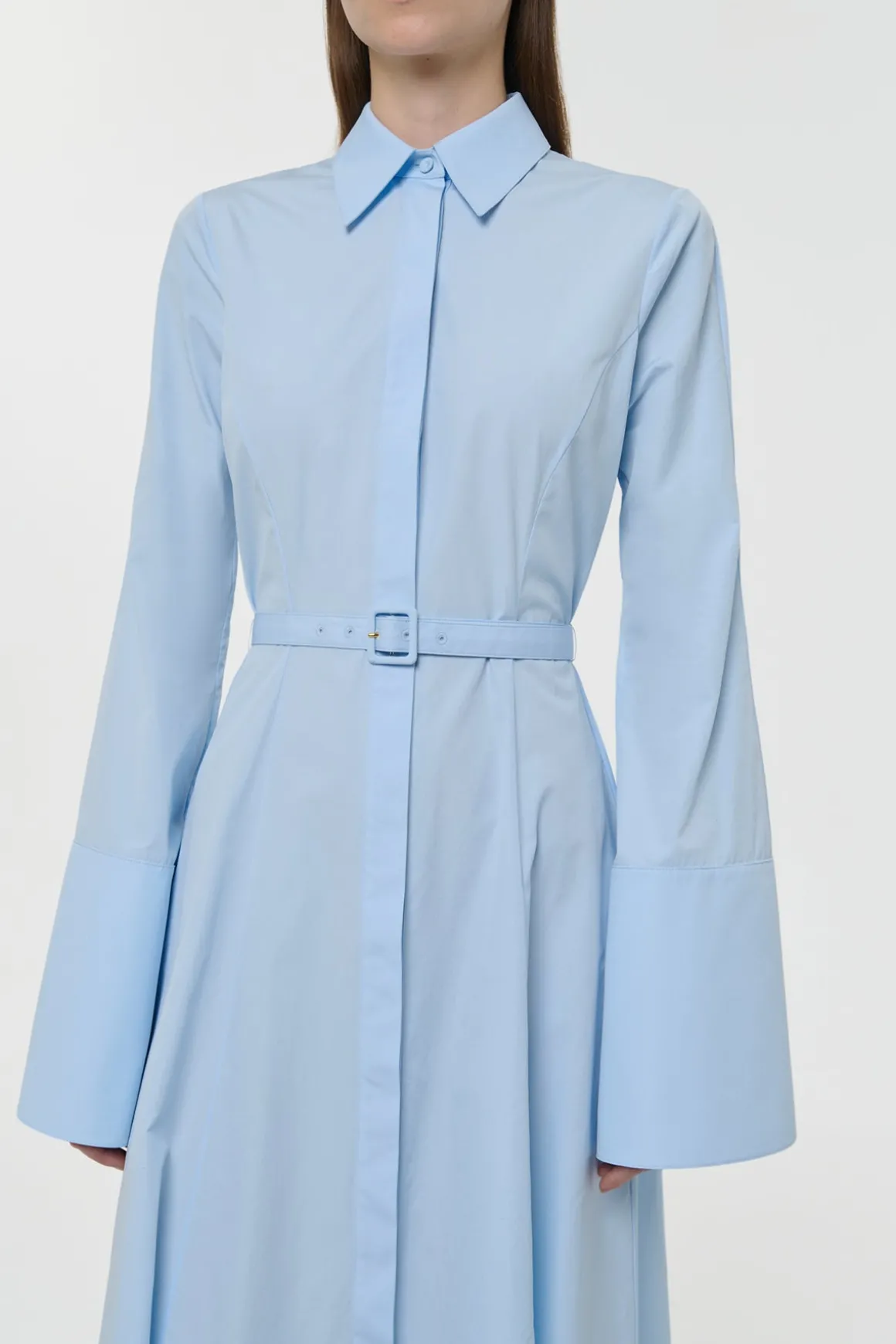 Carmina Maxi Shirtdress in Light Blue Sea Island Cotton