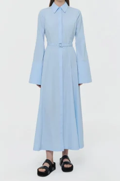Carmina Maxi Shirtdress in Light Blue Sea Island Cotton