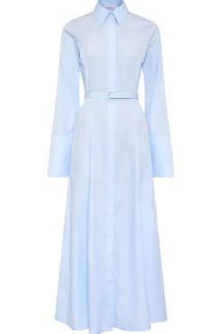 Carmina Maxi Shirtdress in Light Blue Sea Island Cotton