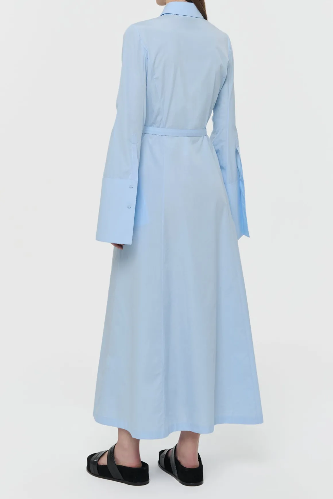 Carmina Maxi Shirtdress in Light Blue Sea Island Cotton