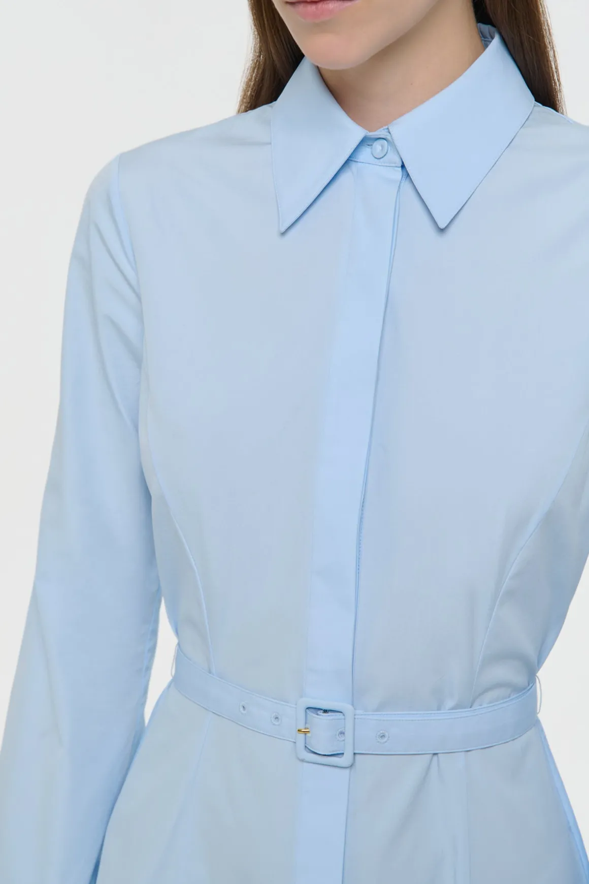 Carmina Maxi Shirtdress in Light Blue Sea Island Cotton