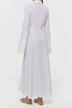 Carmina Maxi Shirtdress in White Sea Island Cotton