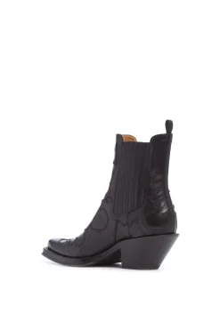 Cassidy Cowboy Ankle Boot in Black Leather