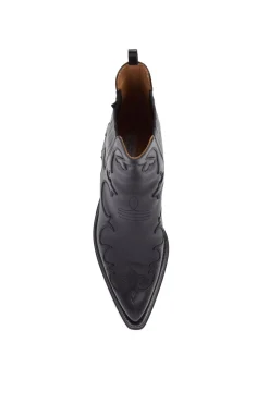 Cassidy Cowboy Ankle Boot in Black Leather