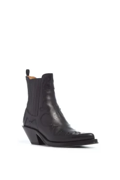 Cassidy Cowboy Ankle Boot in Black Leather