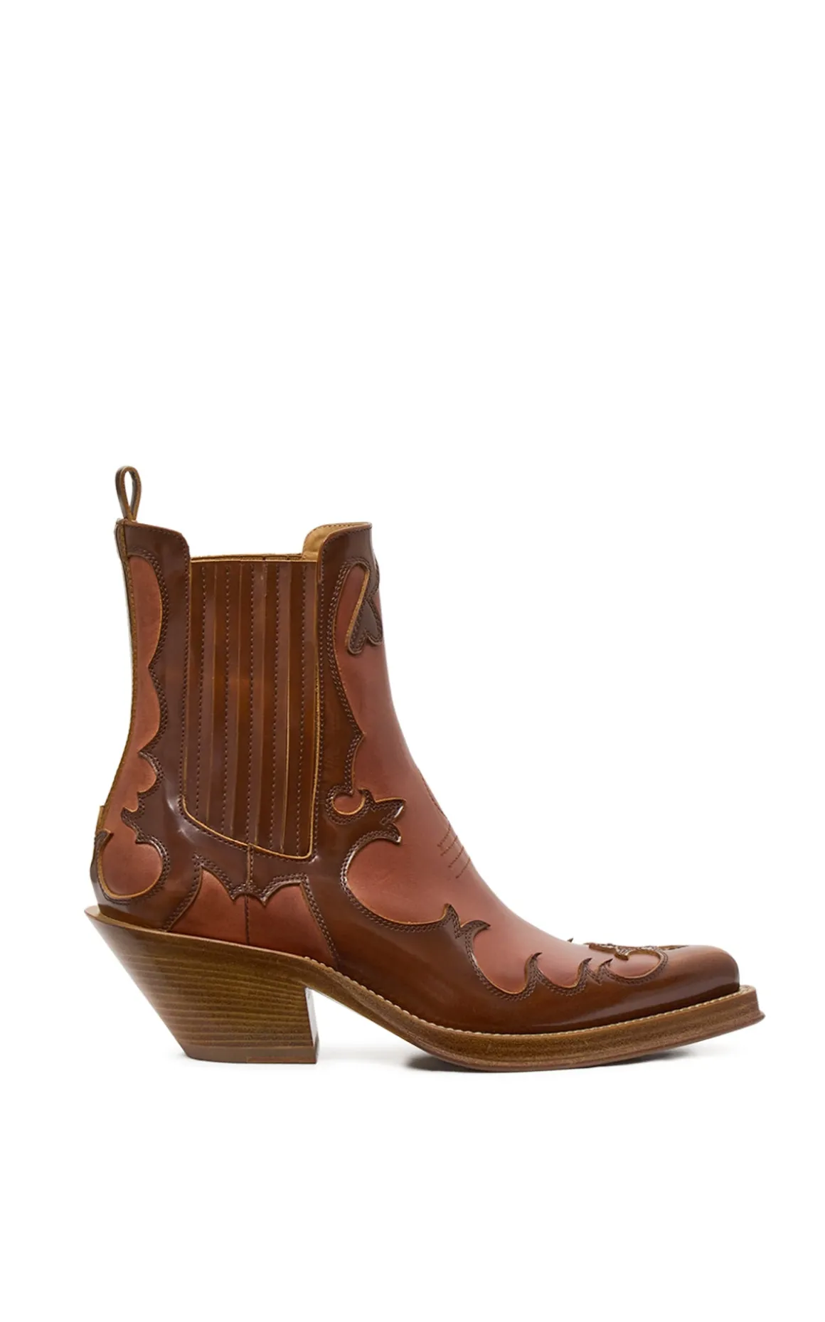 Cassidy Cowboy Ankle Boot in Cognac Leather