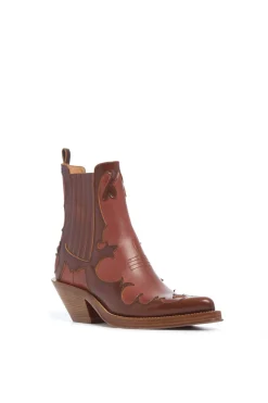 Cassidy Cowboy Ankle Boot in Cognac Leather