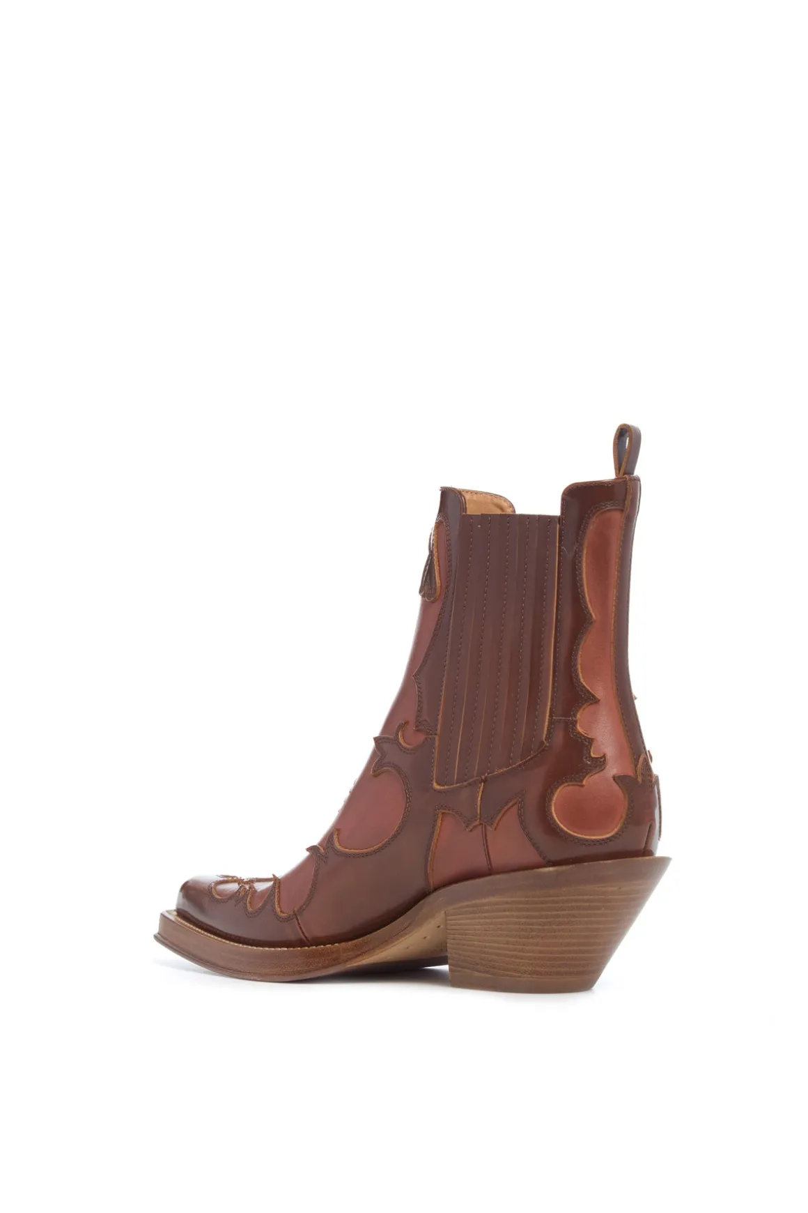 Cassidy Cowboy Ankle Boot in Cognac Leather