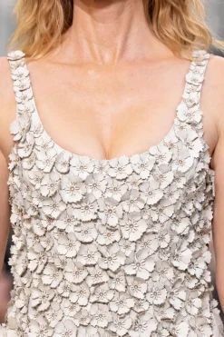 Ceolan Embroidered Floral Maxi Dress in White Leather