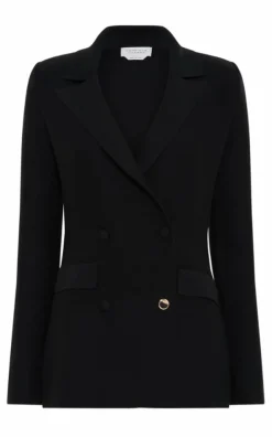 Ceto Knit Blazer in Black Merino Wool Cashmere