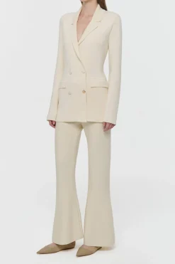 Ceto Knit Blazer in Off White Merino Wool Cashmere