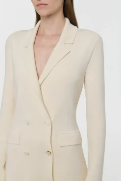 Ceto Knit Blazer in Off White Merino Wool Cashmere