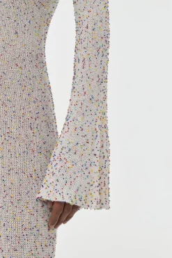 Chandra Knit Maxi Dress in Ivory Multi Beaded Cashmere Silk